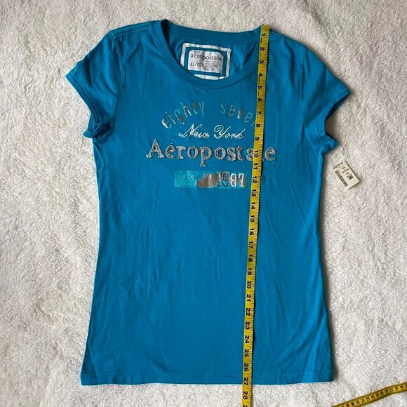 Deadstock Blue Embroidered Aeropostale Tee - Picture 7 of 8